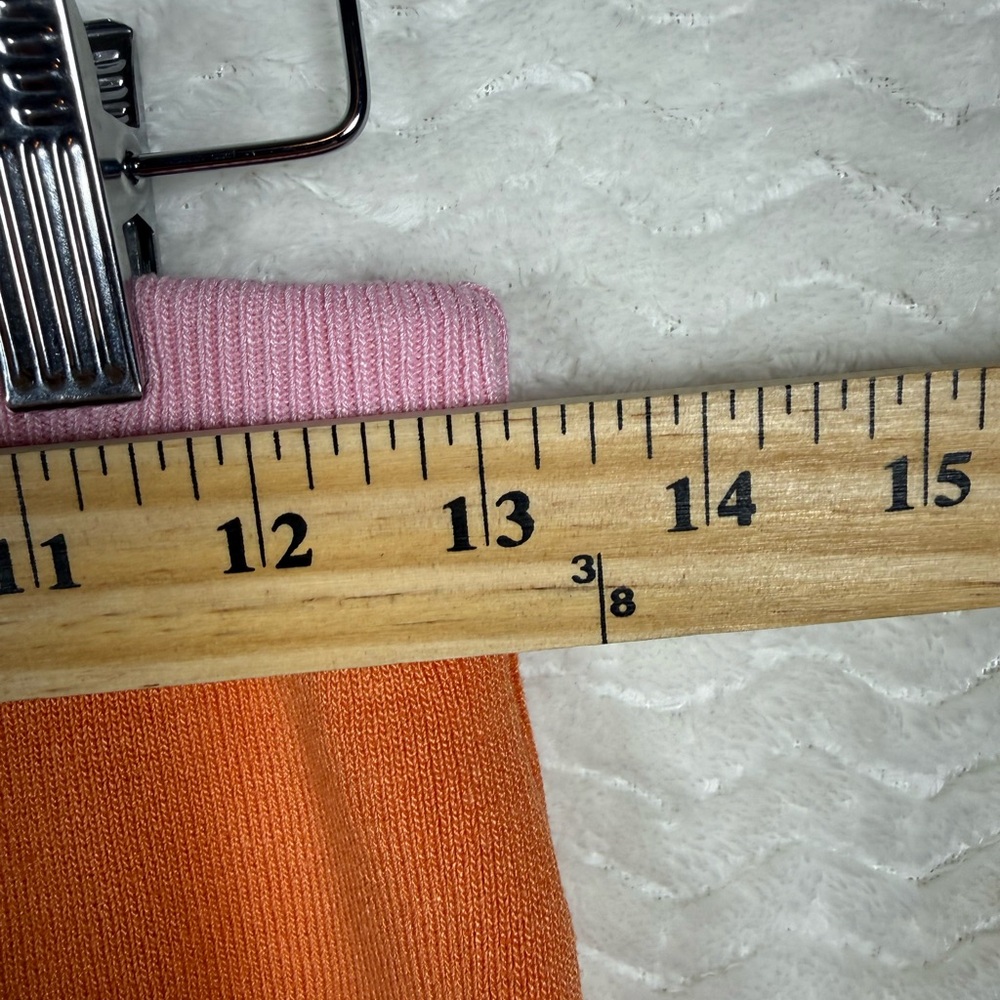 Women's Orange Knit Midi Skirt with Pink Waistband - Picture 6 of 7